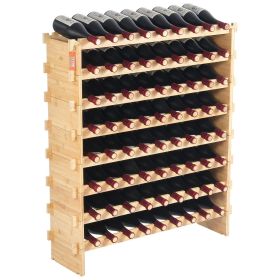 VEVOR 72 Bottle Upgrade Modular Wine Rack, Continuously Store Pinot Bottles, 8-Tier Bamboo Wood Storage Rack