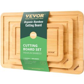 VEVOR Cutting Board, 3 Pieces, Premium Versatile Bamboo Cutting Board with Food-Grade Oil and Juice Groove