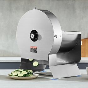 Electric Vegetable Slicer, 0-0.5'/0-12mm Thickness Adjustable Commercial Slicer Machine, Convertible To Manual, Stainless Steel Food Cutter Slici (Option: silver)