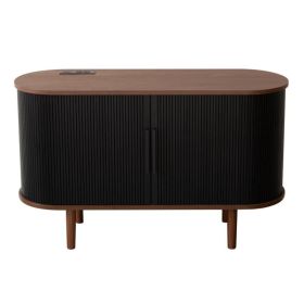 Fralimk Sideboard Buffet Cabinet With Storage, Modern Fluted Storage Cabinet For Dining Room, Tambour Door Console Table For Living Room, Office (Option: Black)