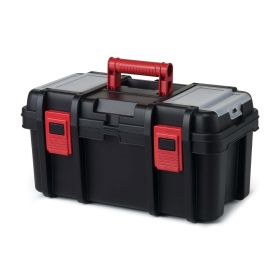 16-inch Toolbox, Plastic Tool and Hardware Storage, Black (Color: Black)