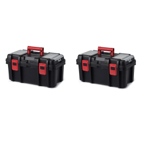 16-inch Toolbox, Plastic Tool and Hardware Storage, Black (Color: 2 Pack)