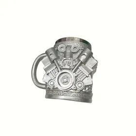 V6/V8 Engine Design Mug - Heavy-Duty Metal Construction, Double-Wall Insulated Cup With Non-Slip Grip - Vintage Automotive Beer Cup, Coffee Mug G (Option: V8)