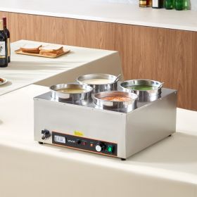 Commercial Soup Warmer Soup Station With 4*6.34Qt Pot Soup Kettle Warmer (Option: silver)